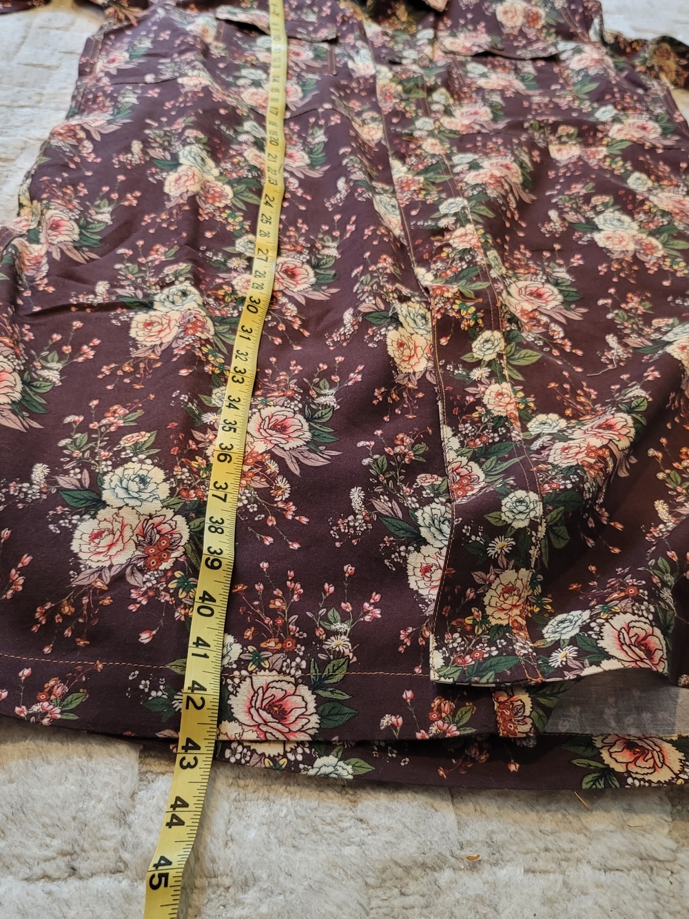 ARATTA Vintage Style Burgundy Floral Coat Boho Women's Size XL - Picture 9 of 10